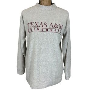 Woolly Threads Texas A&M University Mock Neck Pullover Sweater Gray Size Small